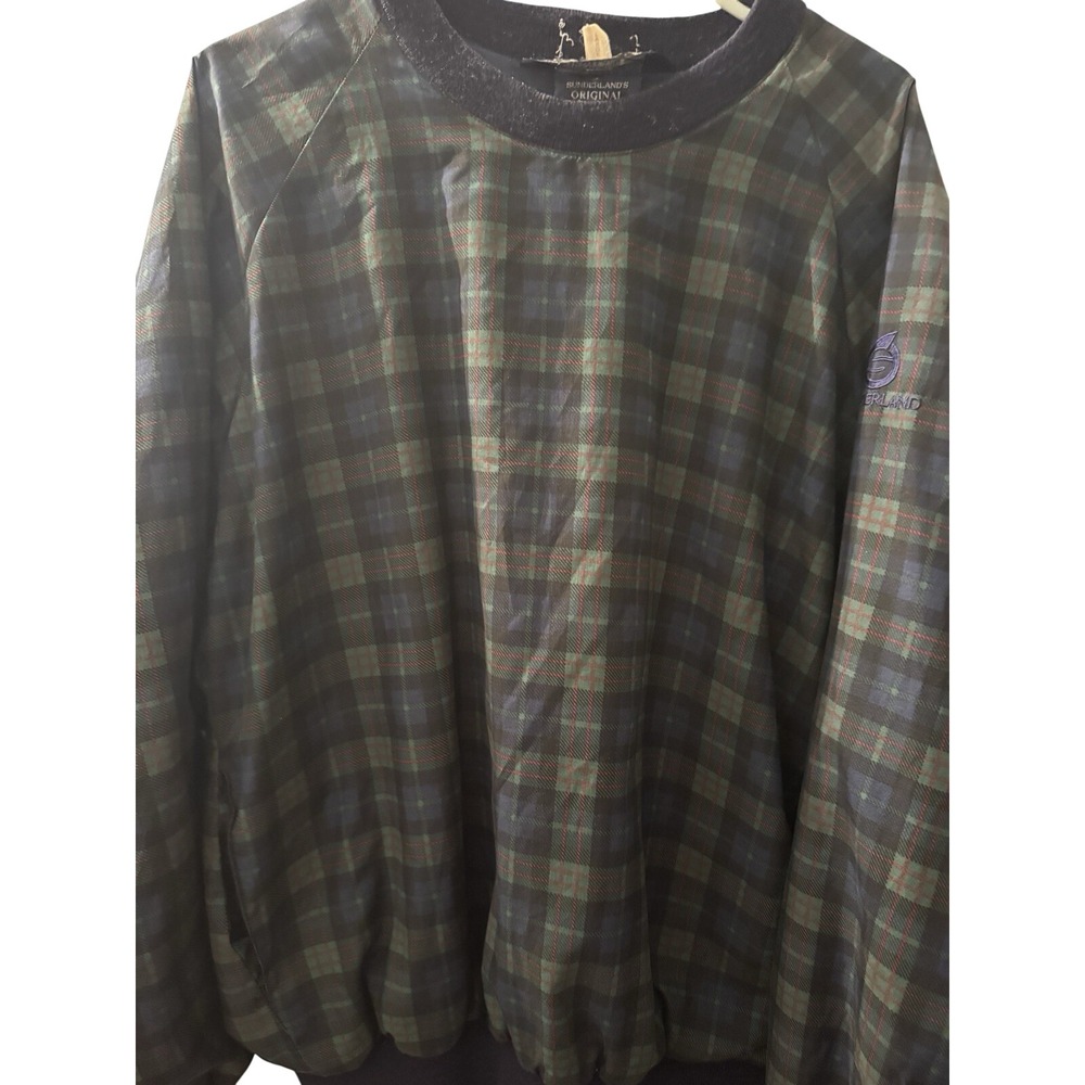 VTG Sunderland Scotland Plaid Classic Pullover Windbreaker Golf Jacket Mens L